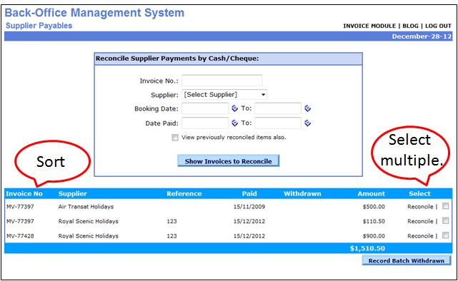 Reconcile Supplier Payments